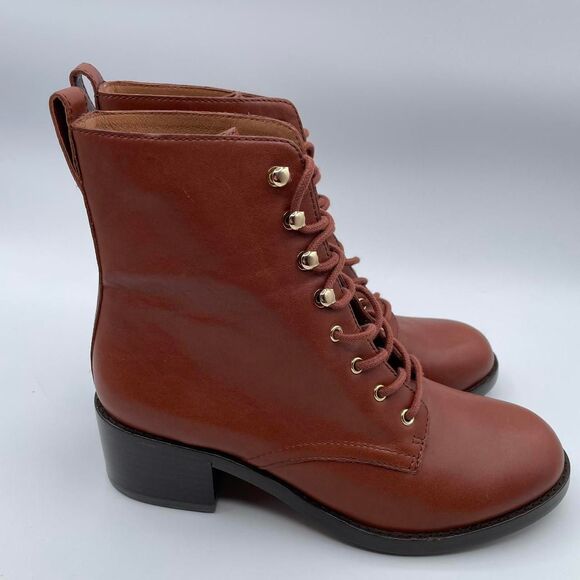 Madewell Women's Patti Brown Leather Boots Lace Up Ankle sz 7 Poetcore Cinnamon - Picture 2 of 8